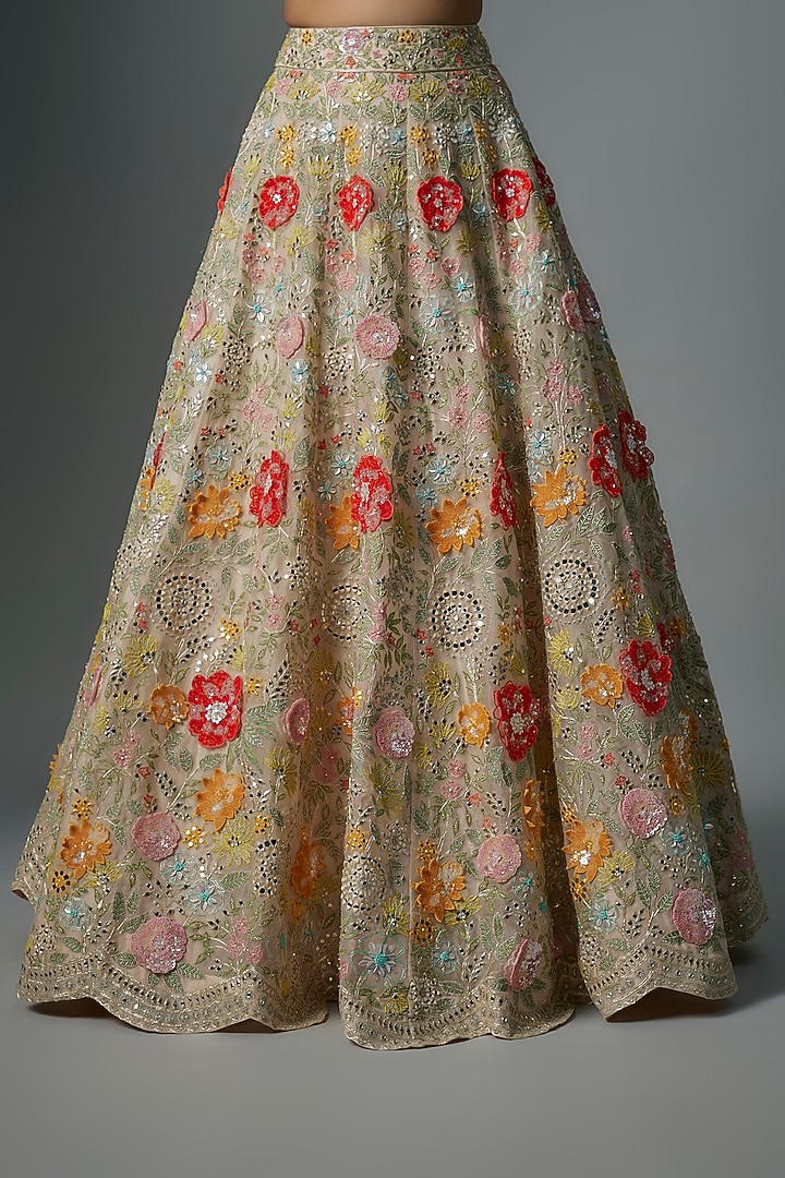 Multi-Colored Organza Sequins Embroidered Bridal Lehenga Set by Aneesh Agarwaal at Pernia's Pop Up Shop