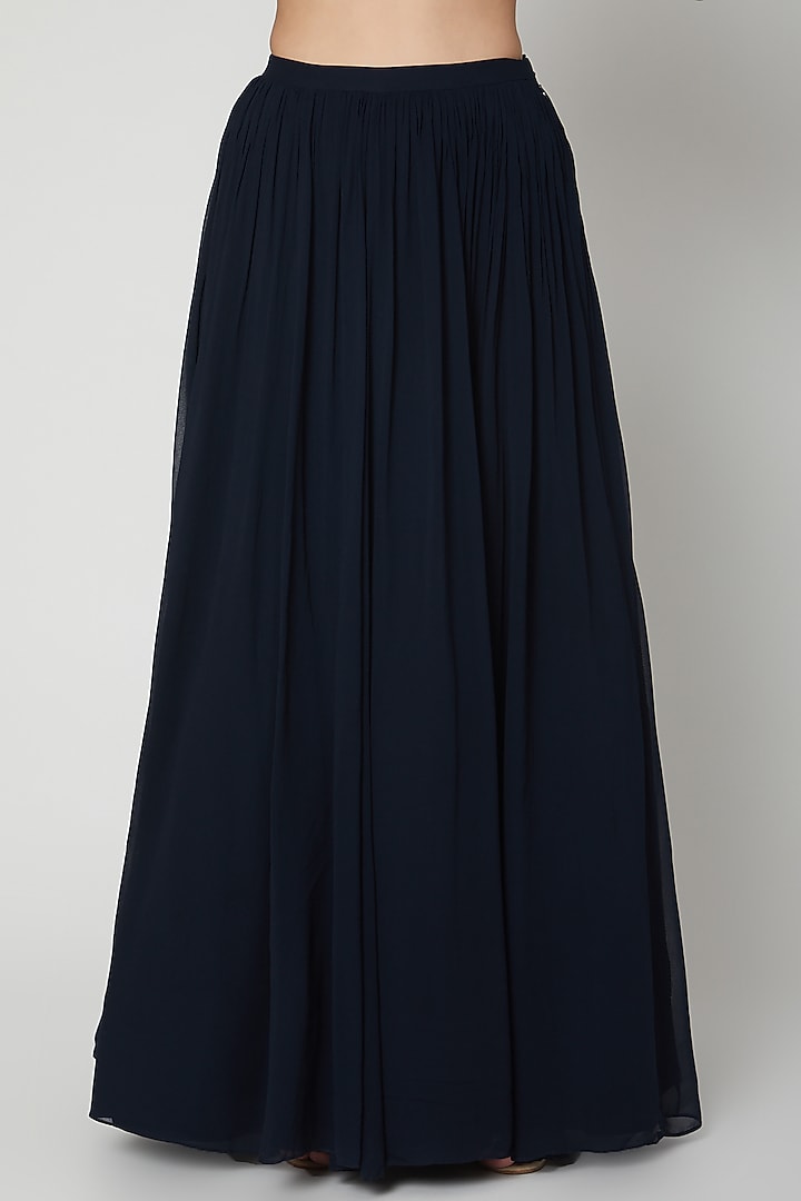 Cobalt Blue Embroidered Cape With Wedding Lehenga by Aneesh Agarwaal PRET at Pernia's Pop Up Shop