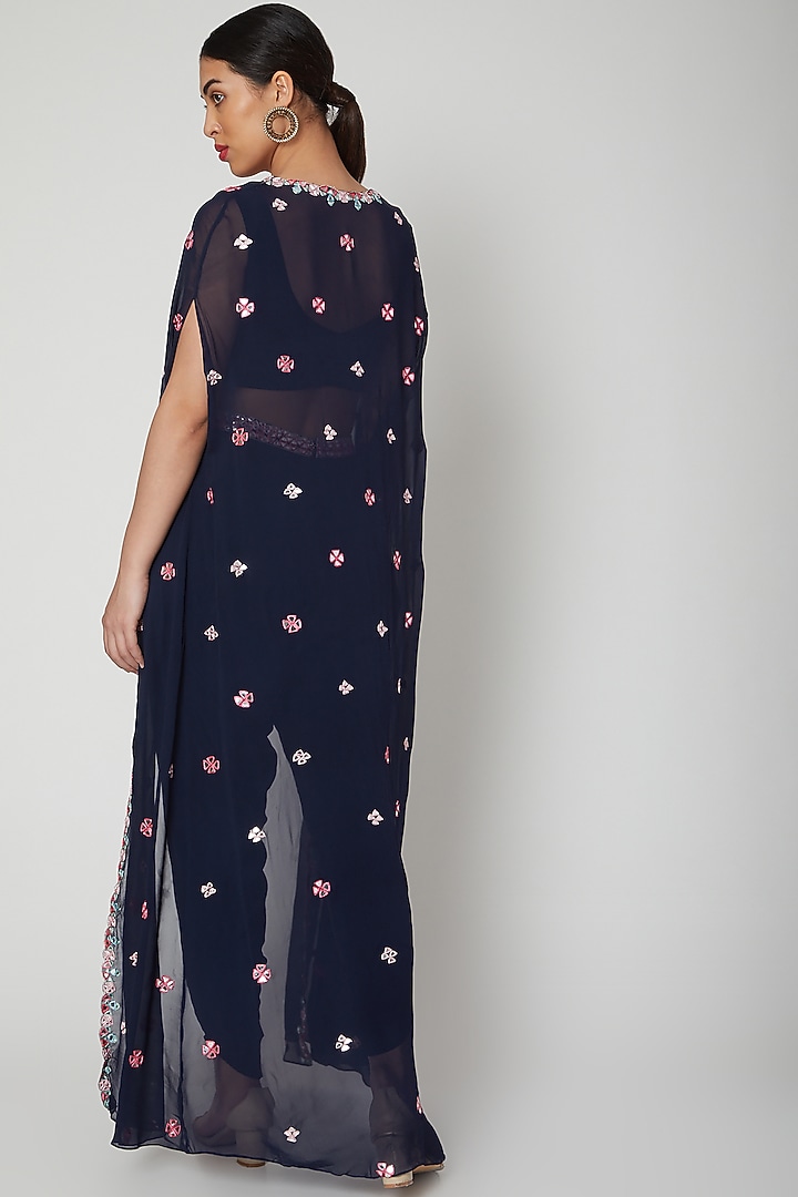 Cobalt Blue Embroidered Dhoti Set by Aneesh Agarwaal PRET at Pernia's Pop Up Shop