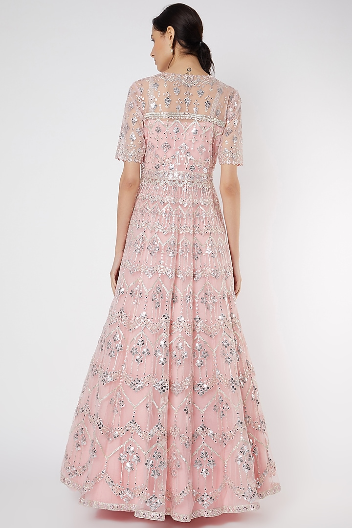 Blush Pink Embroidered Bridal Lehenga Set by Aneesh Agarwaal at Pernia's Pop Up Shop