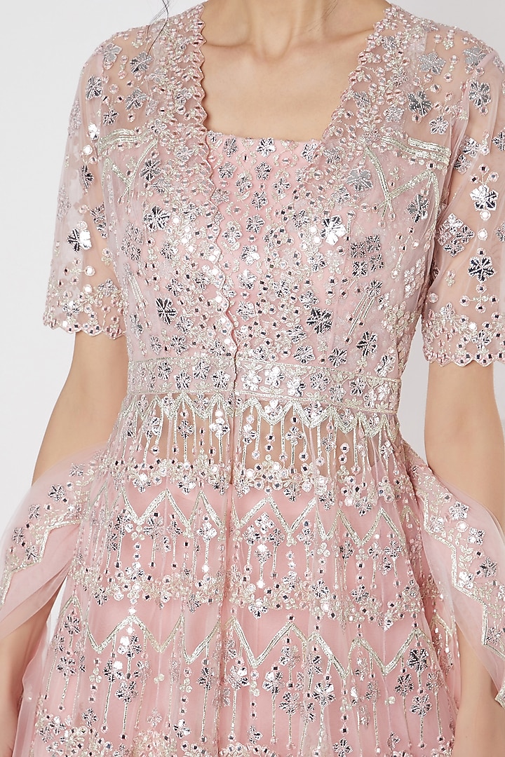 Blush Pink Embroidered Bridal Lehenga Set by Aneesh Agarwaal at Pernia's Pop Up Shop