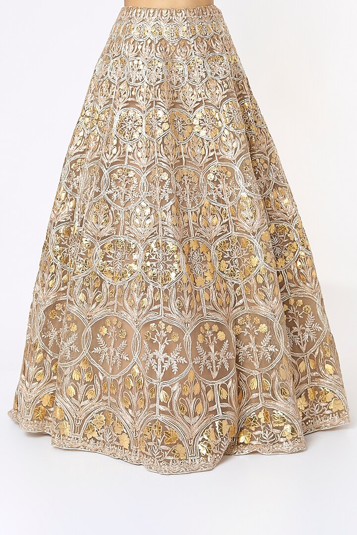 Gold Embroidered Bridal Lehenga Set by Aneesh Agarwaal at Pernia's Pop Up Shop