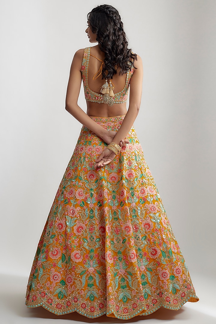 Yellow Organza & Net Embroidered Bridal Lehenga Set by Aneesh Agarwaal at Pernia's Pop Up Shop
