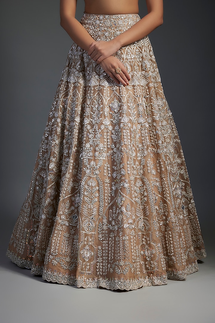 Gold Organza Bridal Lehenga Set by Aneesh Agarwaal at Pernia's Pop Up Shop