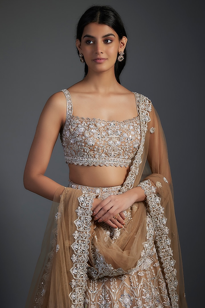 Gold Organza Bridal Lehenga Set by Aneesh Agarwaal at Pernia's Pop Up Shop