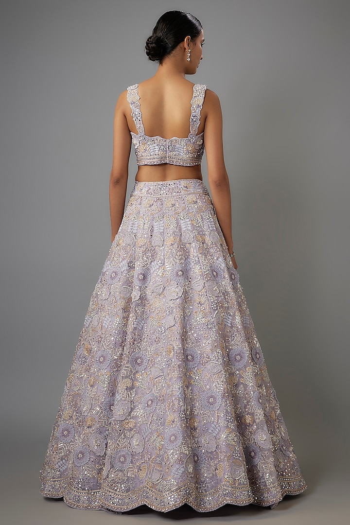 Lilac Organza Bridal Lehenga Set by Aneesh Agarwaal at Pernia's Pop Up Shop