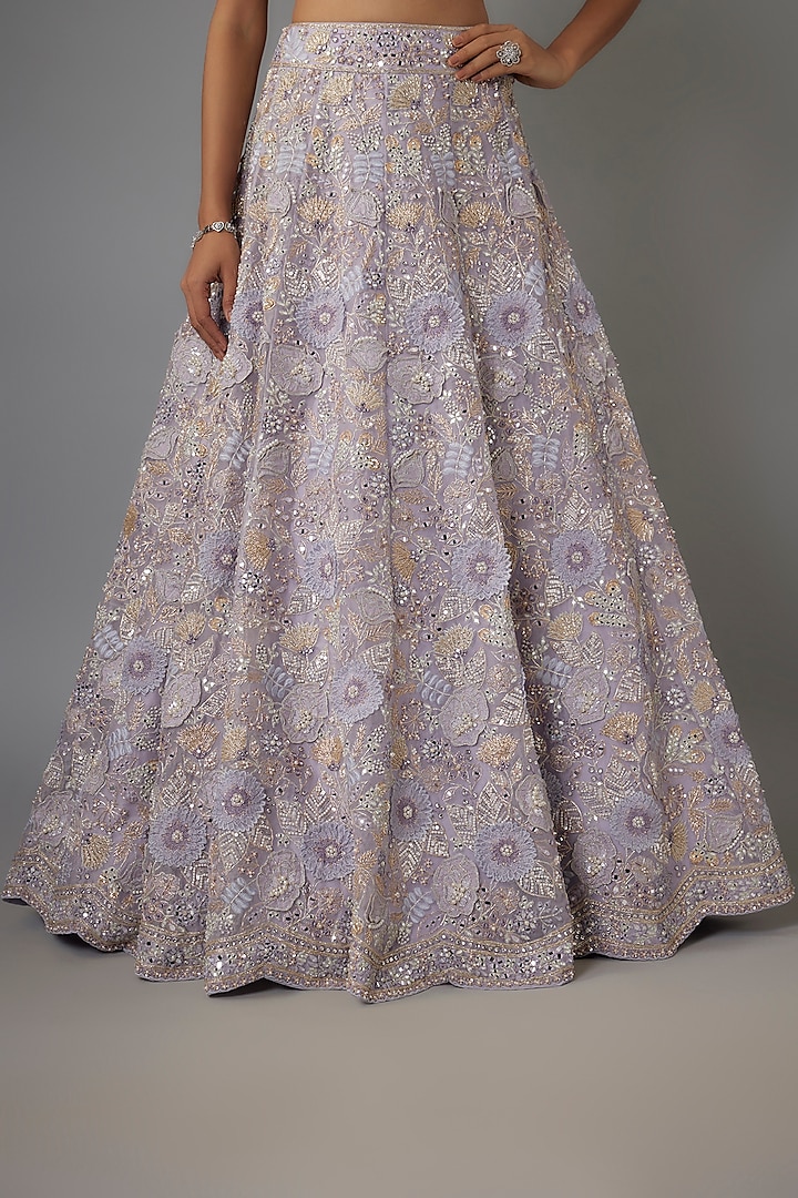 Lilac Organza Bridal Lehenga Set by Aneesh Agarwaal at Pernia's Pop Up Shop