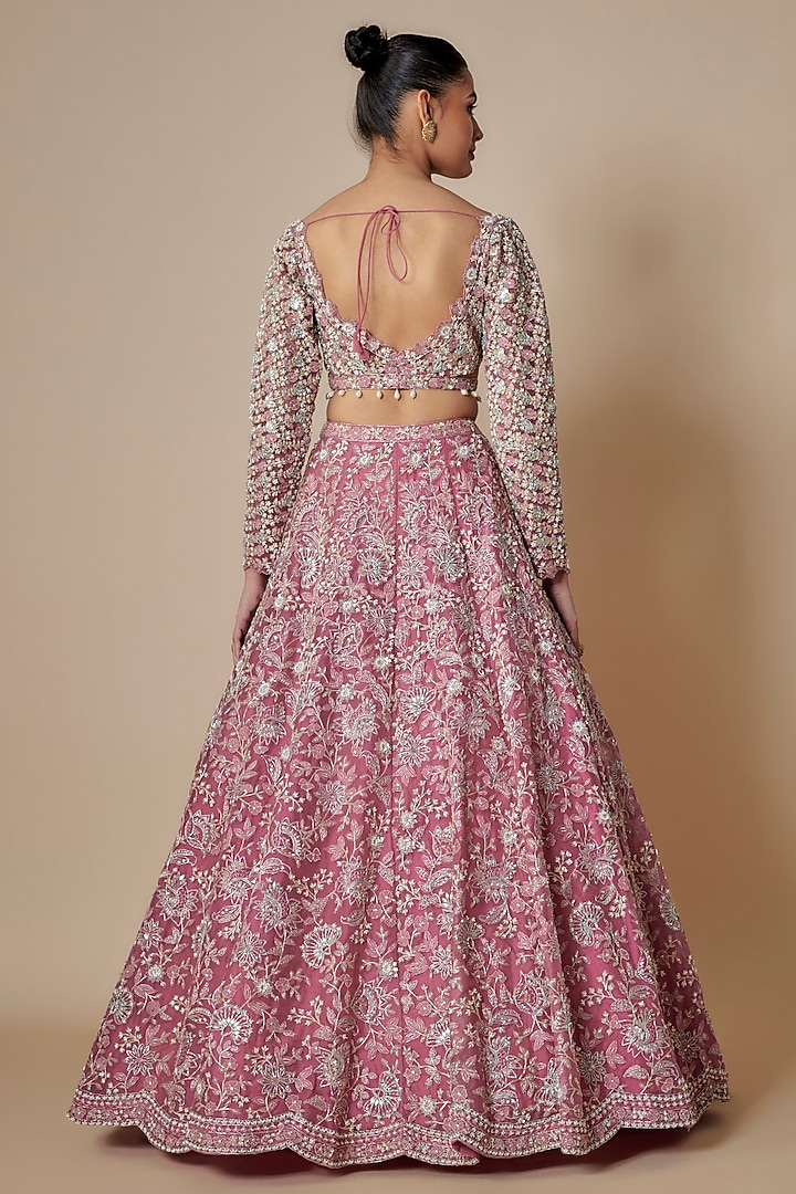 Pink Organza Bridal Lehenga Set by Aneesh Agarwaal at Pernia's Pop Up Shop