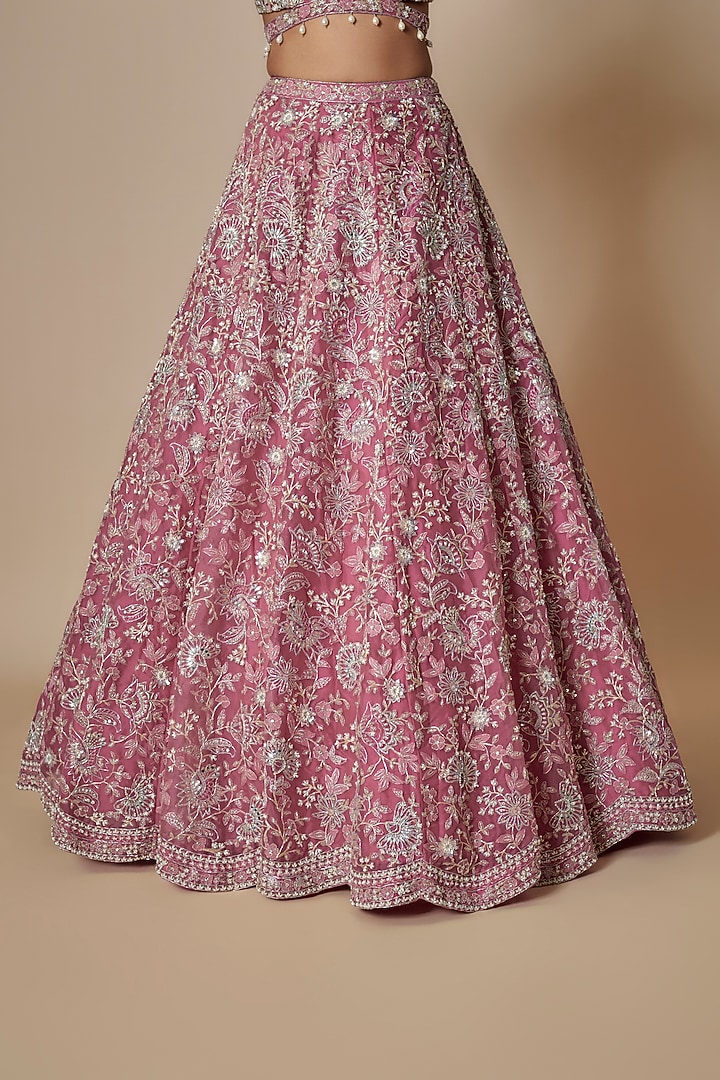 Pink Organza Bridal Lehenga Set by Aneesh Agarwaal at Pernia's Pop Up Shop