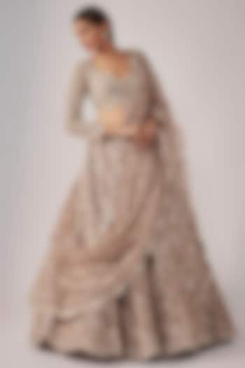 Brown Organza Bridal Lehenga Set by Aneesh Agarwaal at Pernia's Pop Up Shop