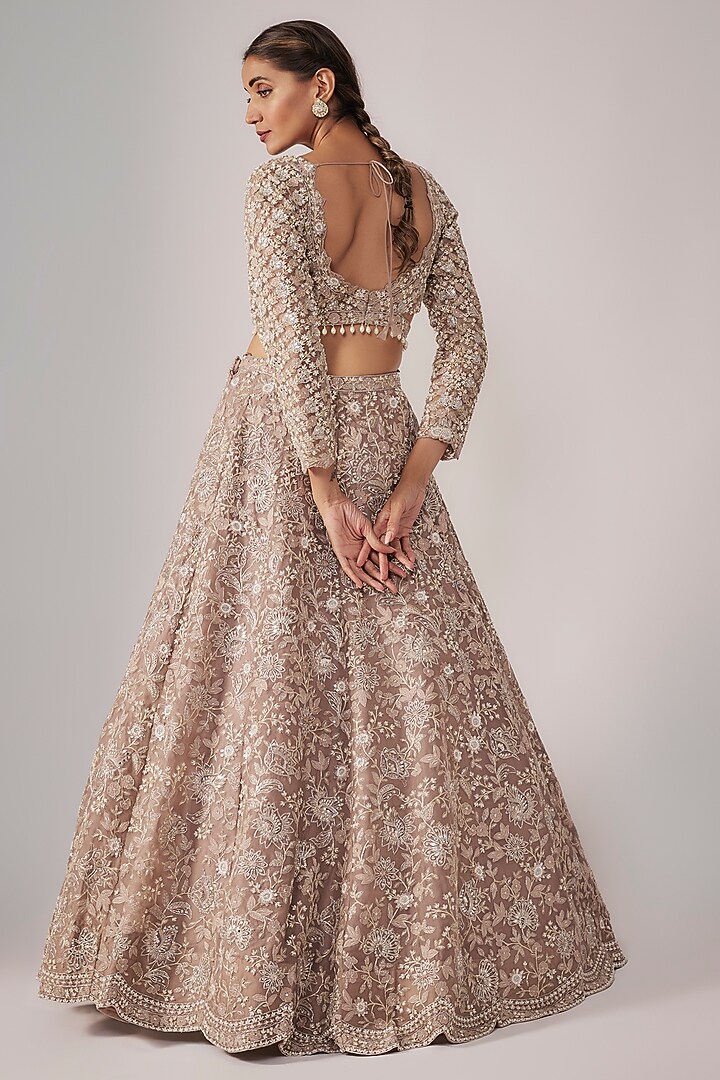 Brown Organza Bridal Lehenga Set by Aneesh Agarwaal at Pernia's Pop Up Shop