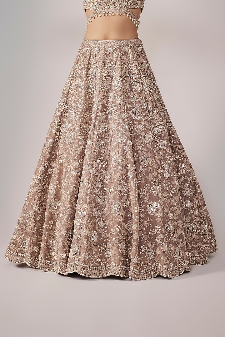 Brown Organza Bridal Lehenga Set by Aneesh Agarwaal at Pernia's Pop Up Shop