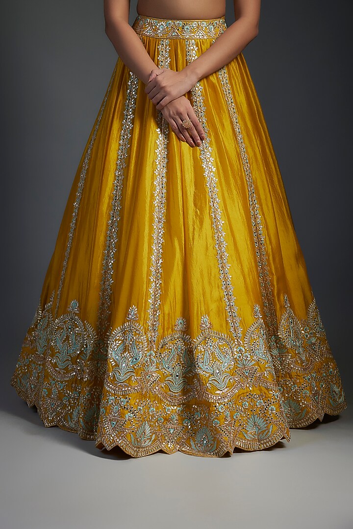 Lime Organza Bridal Lehenga Set by Aneesh Agarwaal at Pernia's Pop Up Shop