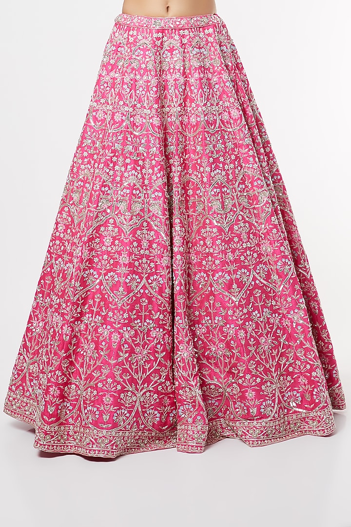Fuchisa Hand Embroidered Bridal Lehenga Set by Aneesh Agarwaal at Pernia's Pop Up Shop