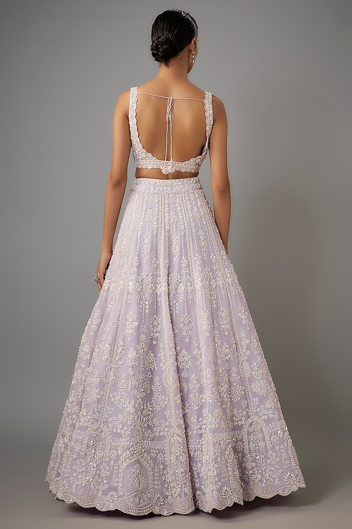 Lavender Organza Bridal Lehenga Set by Aneesh Agarwaal at Pernia's Pop Up Shop