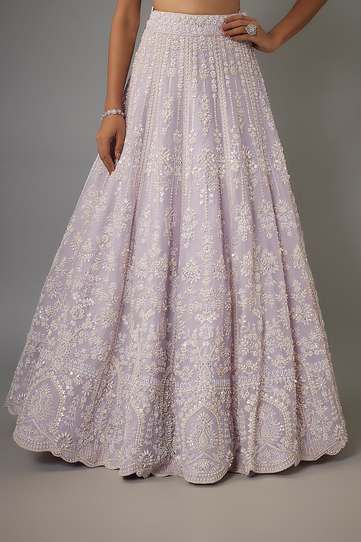 Lavender Organza Bridal Lehenga Set by Aneesh Agarwaal at Pernia's Pop Up Shop