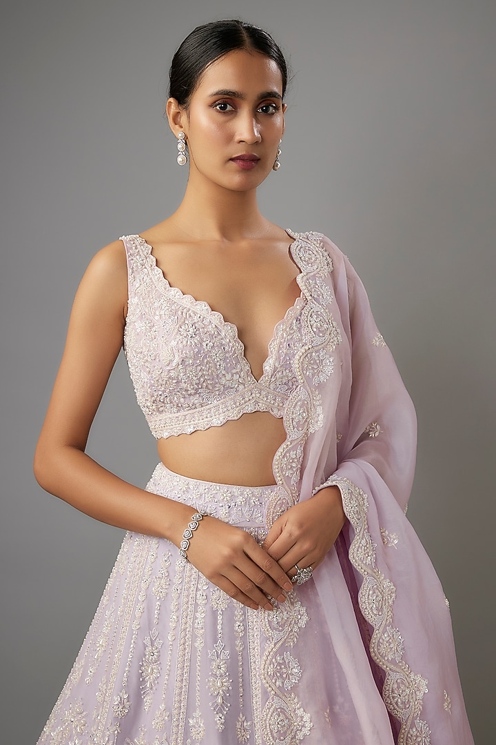 Lavender Organza Bridal Lehenga Set by Aneesh Agarwaal at Pernia's Pop Up Shop