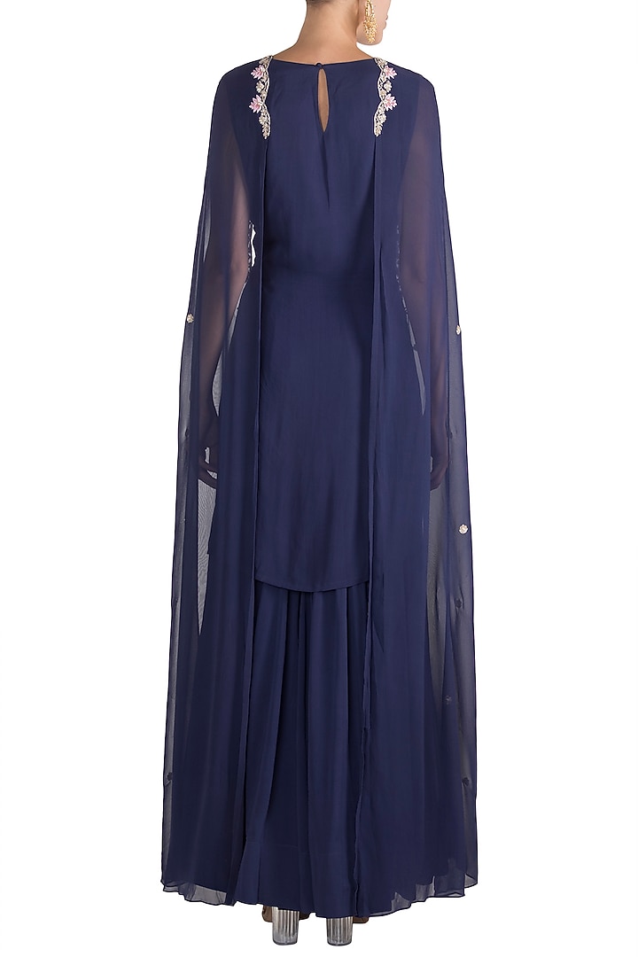 Purple Embroidered Cape Kurta With Gharara by Aneesh Agarwaal PRET at Pernia's Pop Up Shop