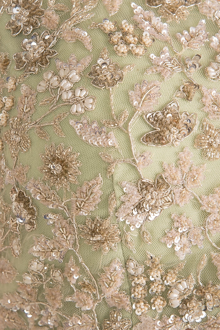 Mint Green Embroidered Wedding Lehenga Set by Aneesh Agarwaal PRET at Pernia's Pop Up Shop