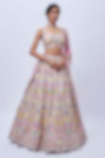 White Silk Organza Bridal Lehenga Set by Aneesh Agarwaal at Pernia's Pop Up Shop