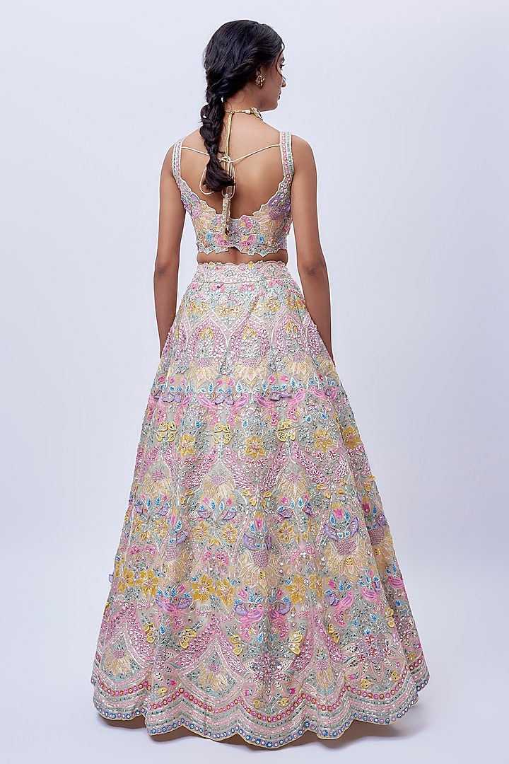 White Silk Organza Bridal Lehenga Set by Aneesh Agarwaal at Pernia's Pop Up Shop