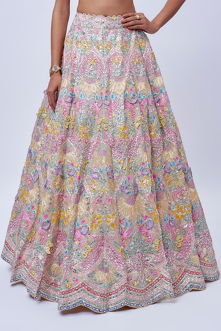 White Silk Organza Bridal Lehenga Set by Aneesh Agarwaal at Pernia's Pop Up Shop