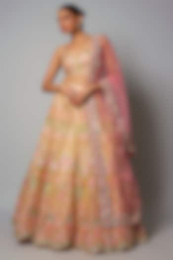 Yellow Silk Organza Bridal Lehenga Set by Aneesh Agarwaal at Pernia's Pop Up Shop