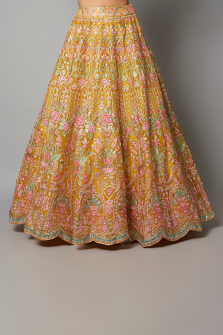 Yellow Silk Organza Bridal Lehenga Set by Aneesh Agarwaal at Pernia's Pop Up Shop