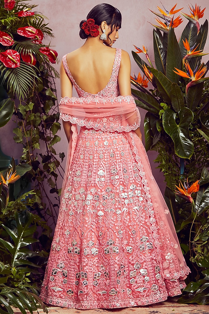 Pink Embroidered Bridal Lehenga Set by Aneesh Agarwaal at Pernia's Pop Up Shop