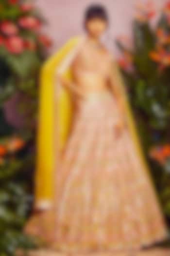 Yellow Embroidered Bridal Lehenga Set by Aneesh Agarwaal at Pernia's Pop Up Shop