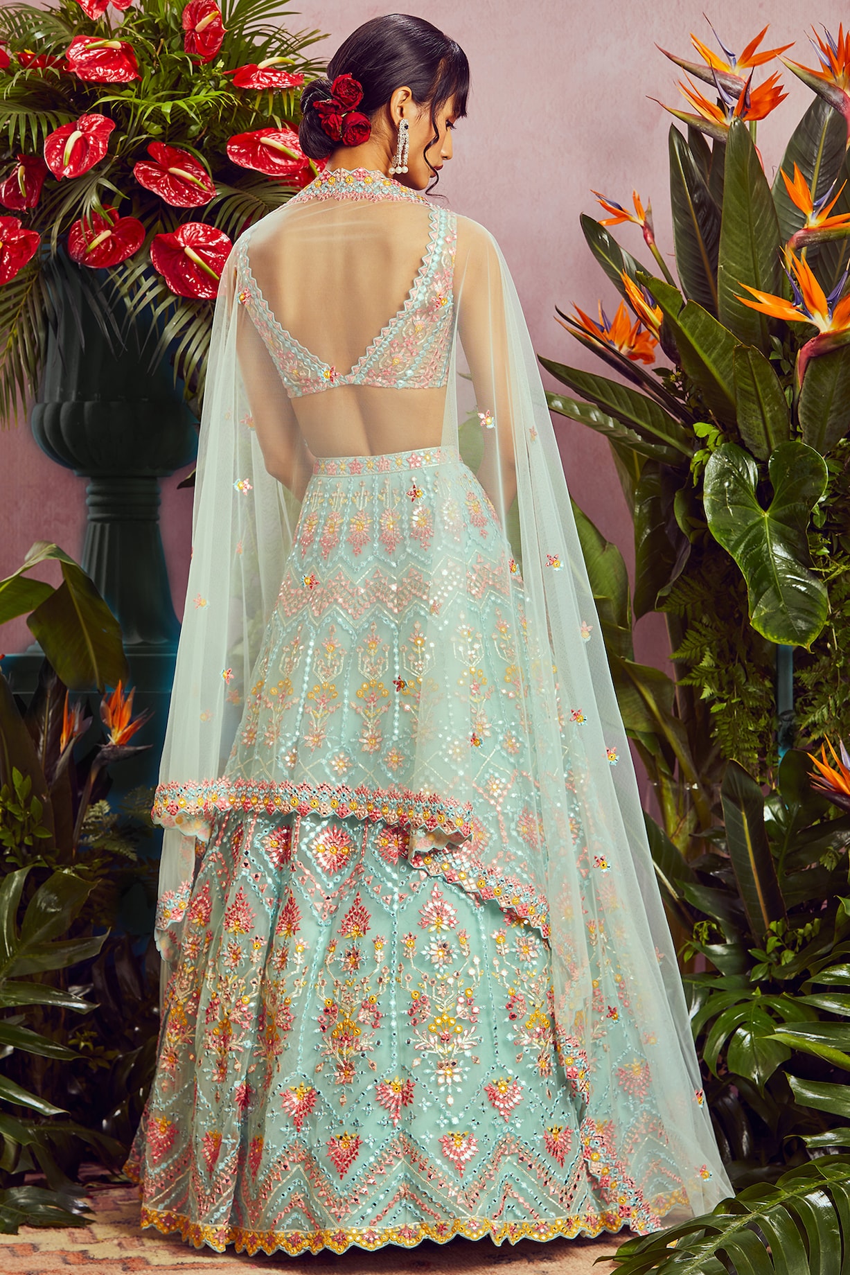 AQUA PRINTED LEHENGA SET