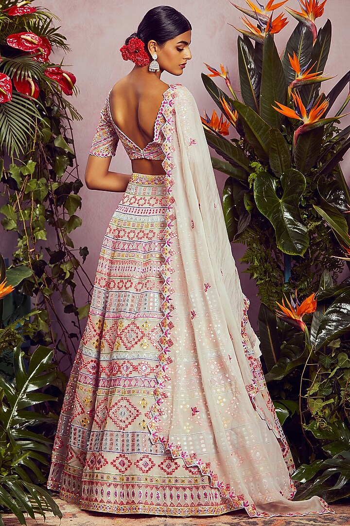 Grey Embroidered Bridal Lehenga Set by Aneesh Agarwaal at Pernia's Pop Up Shop