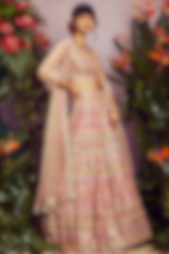 Beige Embroidered Bridal Lehenga Set by Aneesh Agarwaal at Pernia's Pop Up Shop