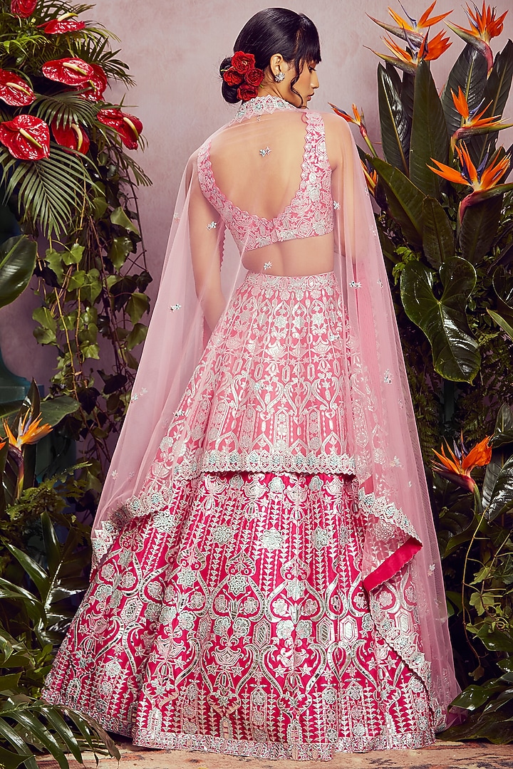 Fuchsia Embroidered Bridal Lehenga Set by Aneesh Agarwaal at Pernia's Pop Up Shop