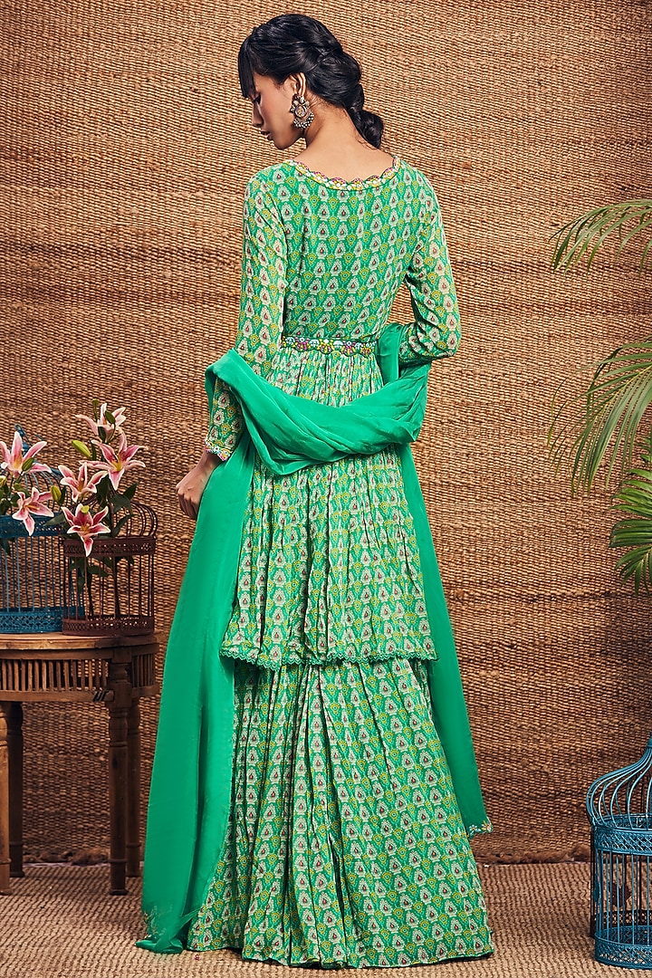 Emerald Printed Skirt Set by Aneesh Agarwaal PRET at Pernia's Pop Up Shop