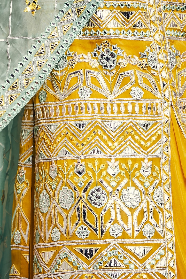 Yellow Embroidered Jacket Set by Aneesh Agarwaal at Pernia's Pop Up Shop