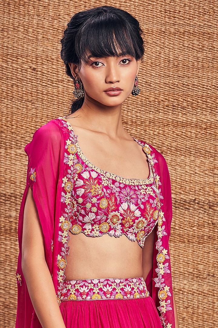Pink Soft Organza Skirt Set by Aneesh Agarwaal PRET at Pernia's Pop Up Shop