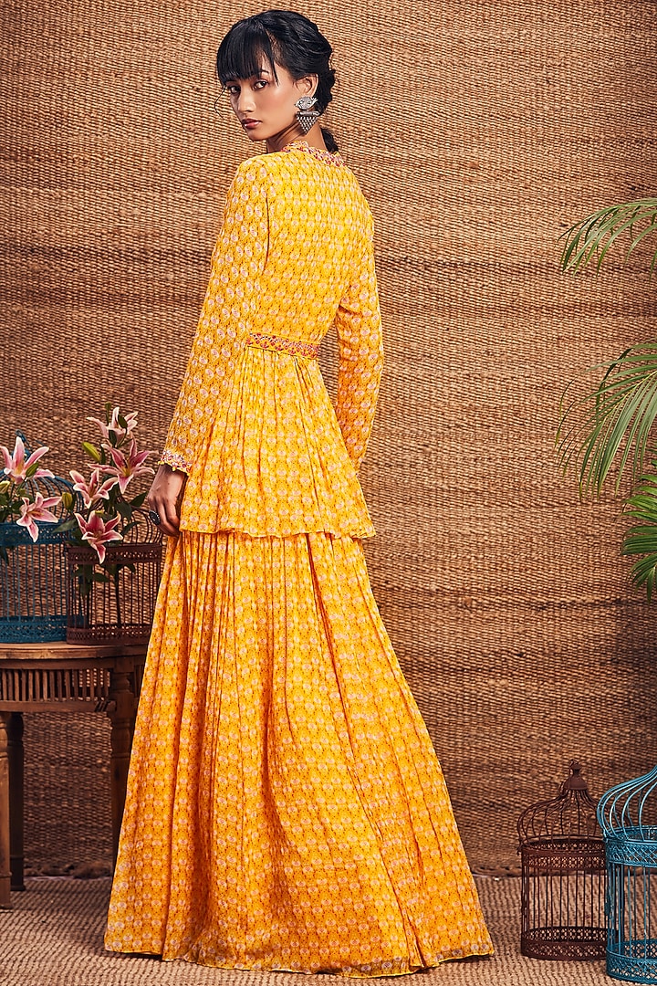 Yellow Georgette Skirt Set by Aneesh Agarwaal PRET at Pernia's Pop Up Shop