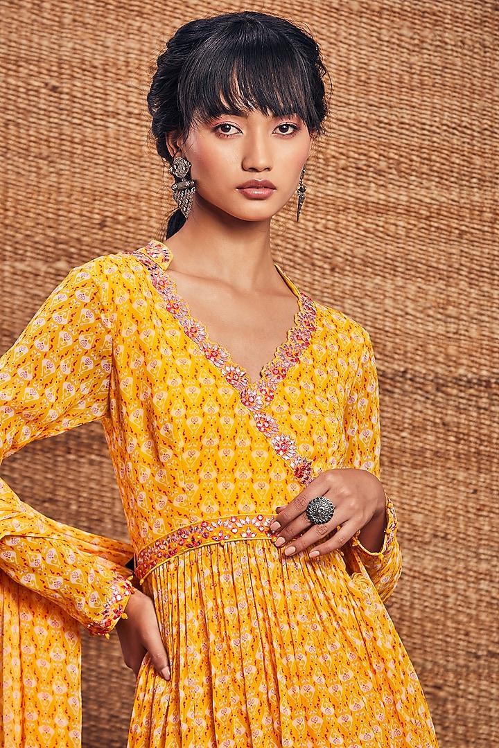 Yellow Georgette Skirt Set by Aneesh Agarwaal PRET at Pernia's Pop Up Shop