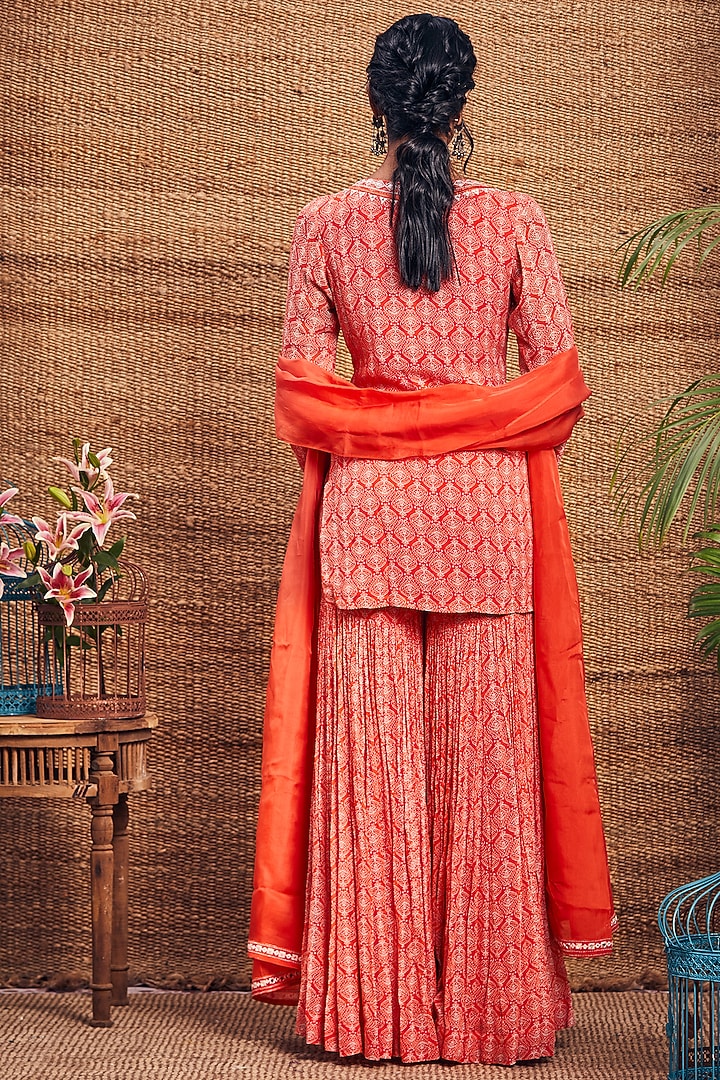 Orange Georgette Gharara Set by Aneesh Agarwaal PRET at Pernia's Pop Up Shop