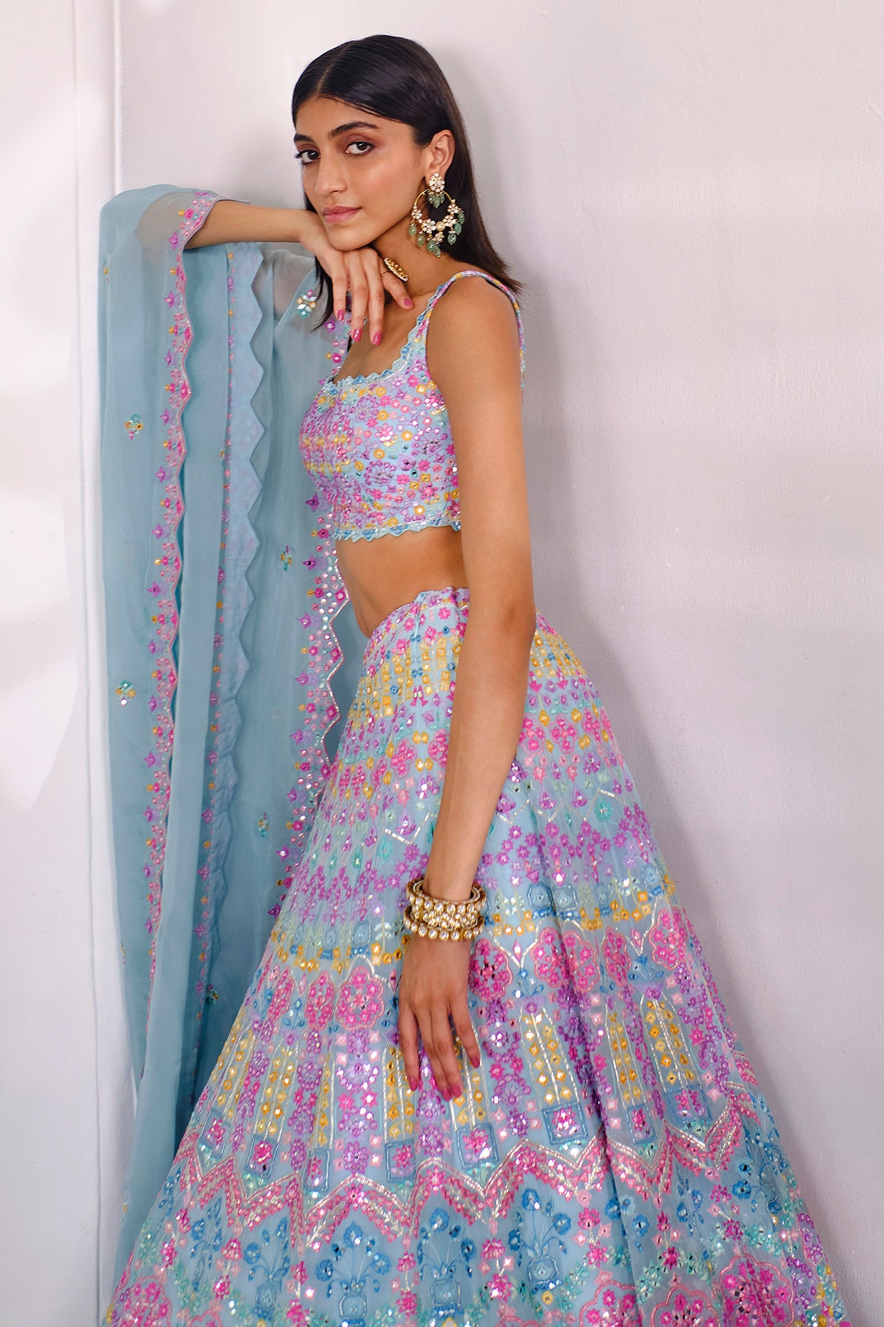 Buy Periwinkle Blue Heavy Raw Silk Bridal Lehenga Set With Hand Work KALKI  Fashion India