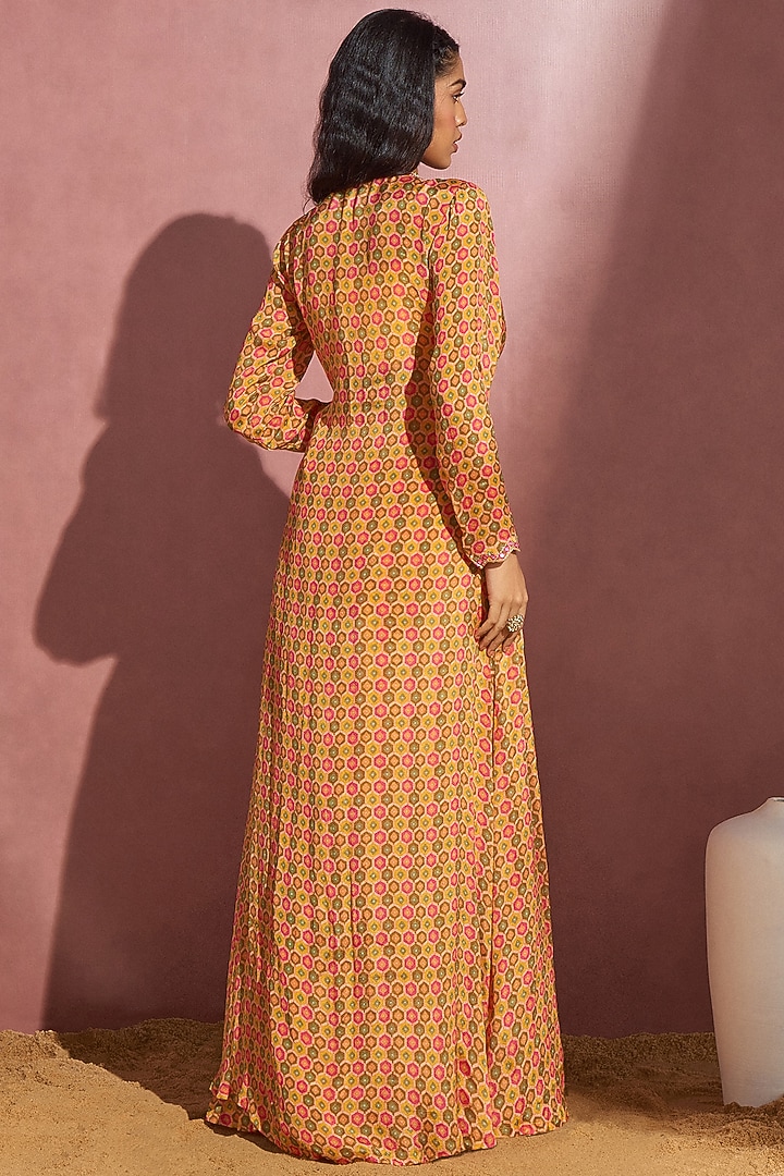 Yellow Printed Wrap Skirt Set by Aneesh Agarwaal PRET at Pernia's Pop Up Shop