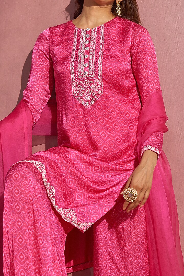 Rani Pink Embroidered Kurta Set by Aneesh Agarwaal PRET at Pernia's Pop Up Shop