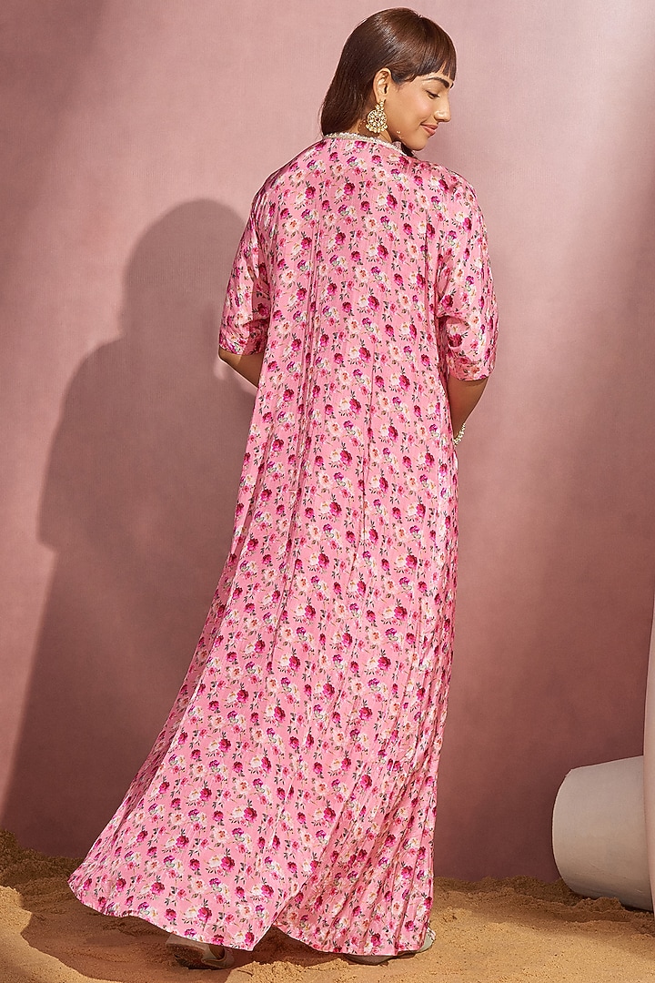 Rose Pink Printed Jacket Set by Aneesh Agarwaal PRET at Pernia's Pop Up Shop