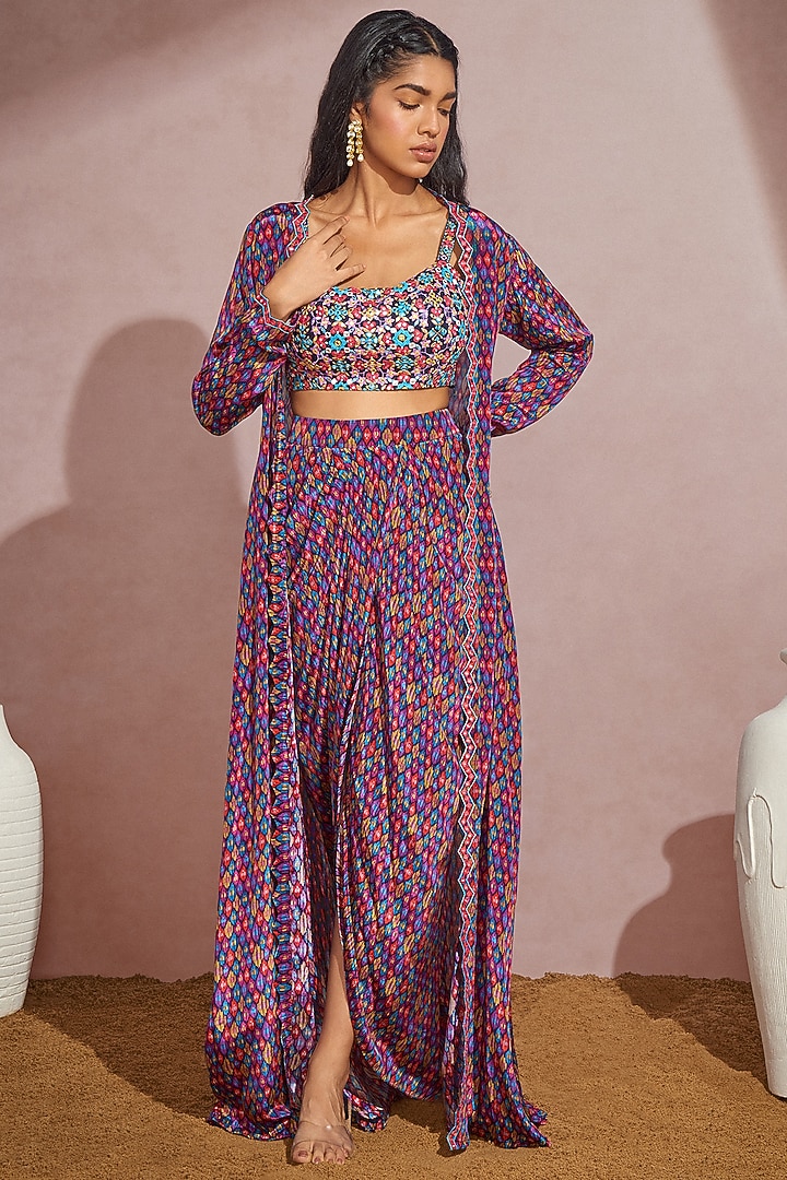 Black Printed Jacket Set by Aneesh Agarwaal PRET at Pernia's Pop Up Shop