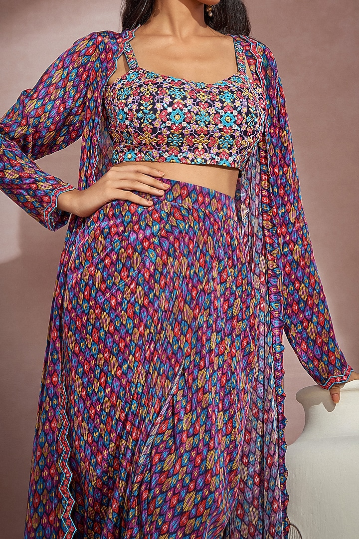 Black Printed Jacket Set by Aneesh Agarwaal PRET at Pernia's Pop Up Shop