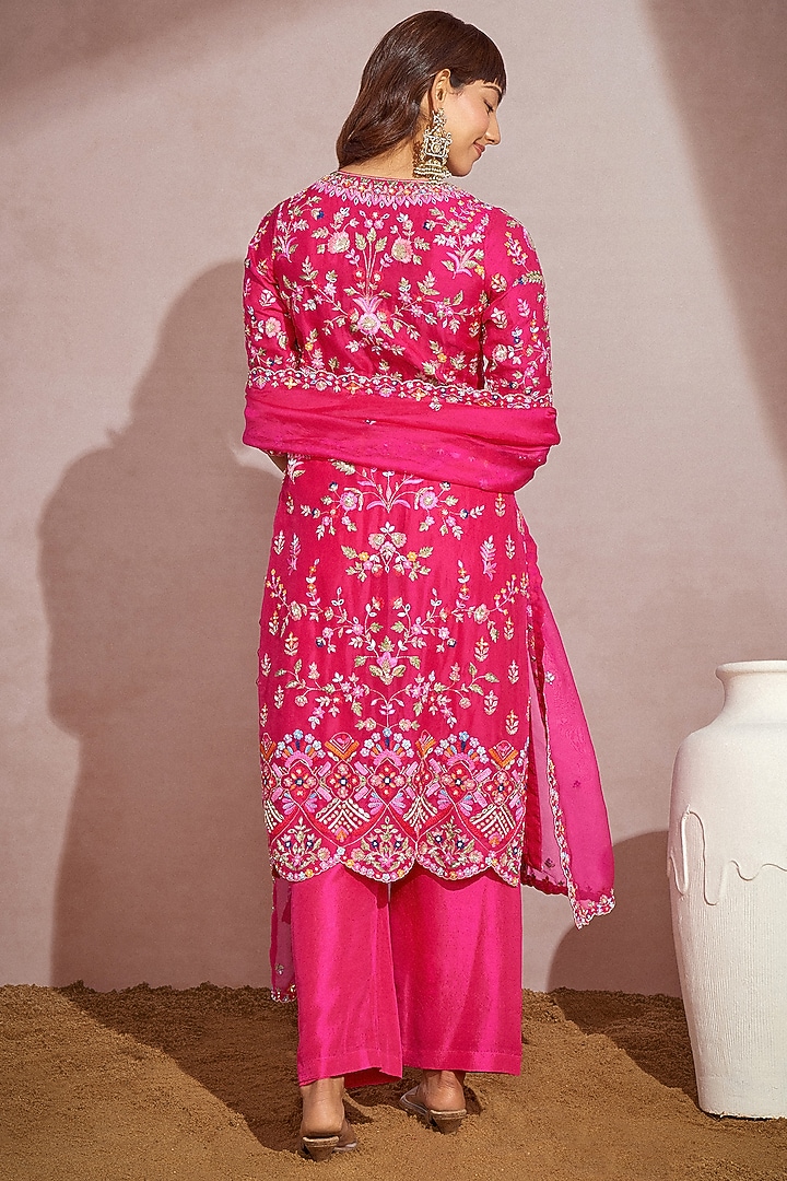 Fuchsia Embroidered Kurta Set by Aneesh Agarwaal PRET at Pernia's Pop Up Shop