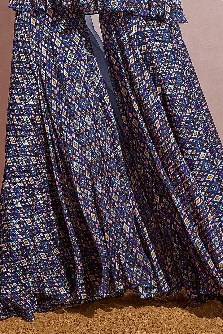 Navy Chiffon Wedding Sharara Set by Aneesh Agarwaal PRET at Pernia's Pop Up Shop