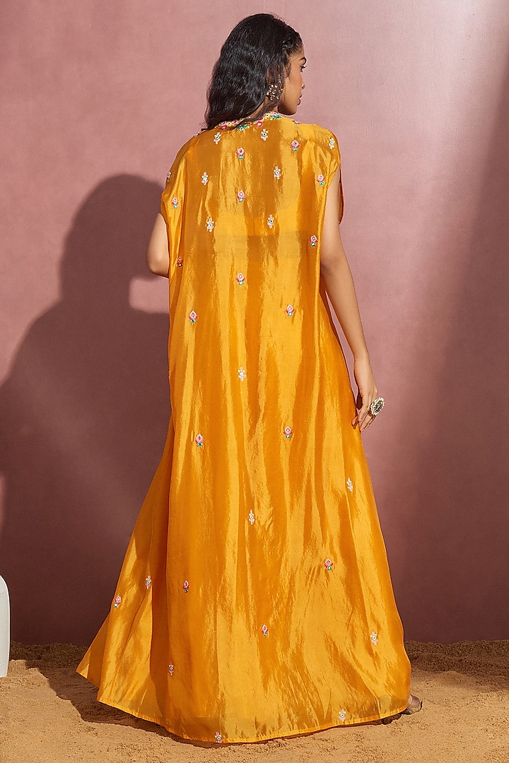 Yellow Silk Embroidered Wedding Sharara Set by Aneesh Agarwaal PRET at Pernia's Pop Up Shop