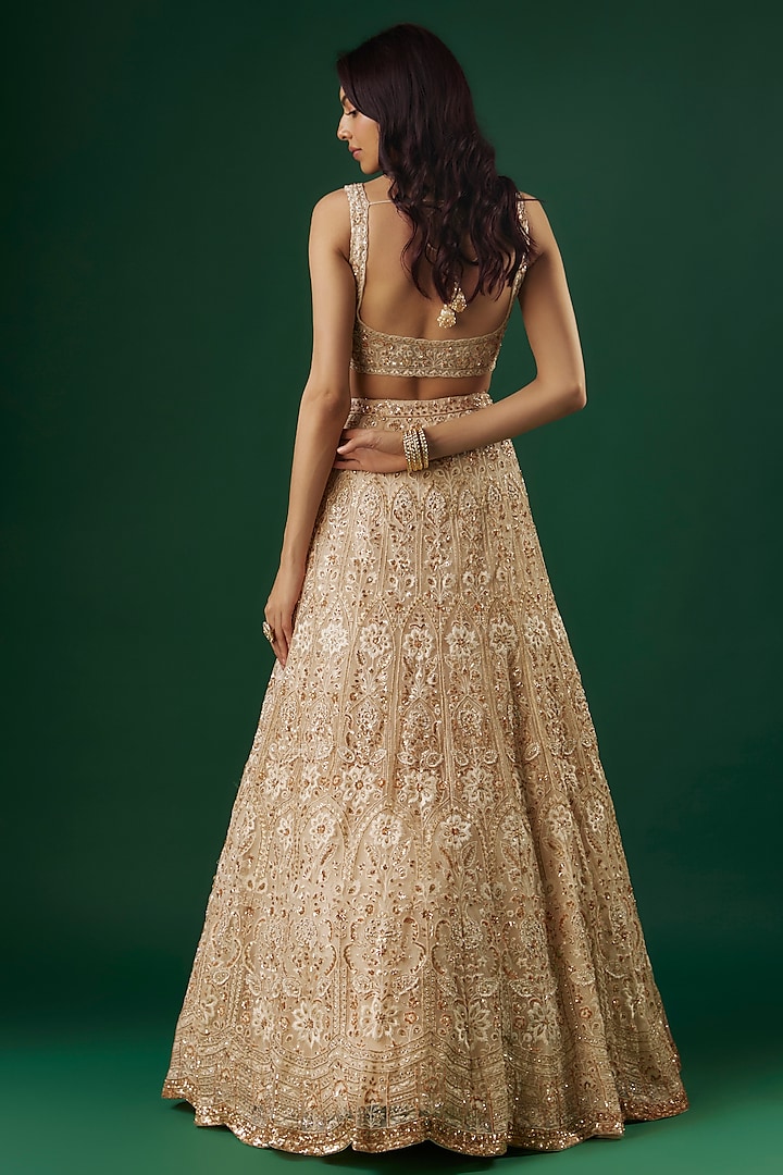 Rahul Mishra - Gold Tulle Embroidered Maxi Dress for Women at Pernia's Pop-Up Shop